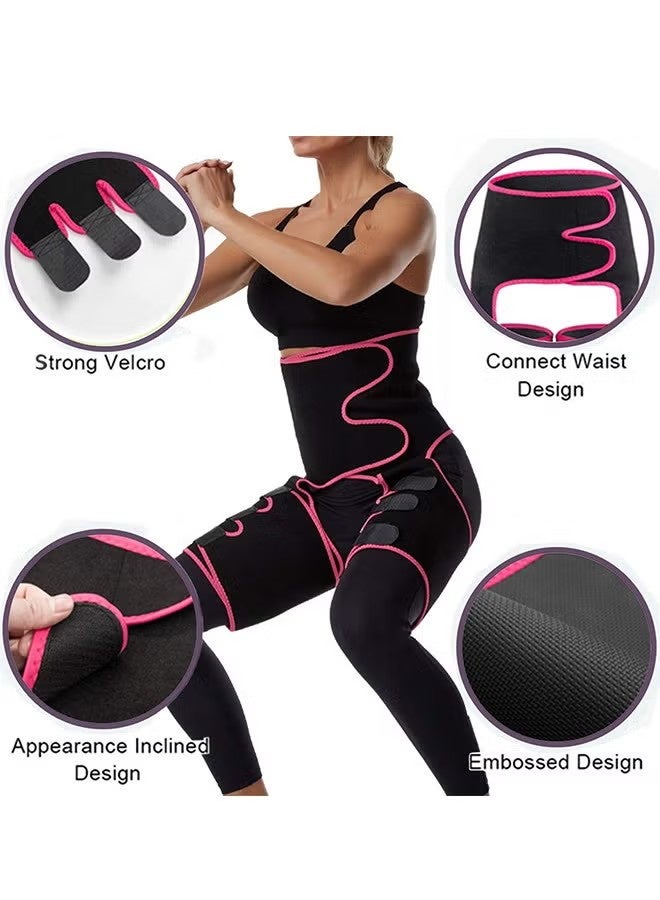 Bincoo Waist Trimmer for Women, 3in1 Thigh Trimmer Belt with Butt Lifter Slimming Body Shaper Sweat Band Size XL Color Black Pinck - Image 4