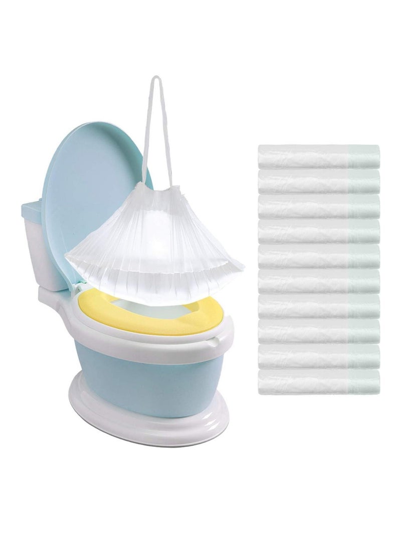 Hihonor 100pcs Portable Potty Chair Liners with Drawstring Potty Bags Disposable for Baby Toilet Potty Training Seat, Travel Universal Toilet Seat Cleaning Bag for Kids Toddlers Adults Pets Outdoors  - Image 1