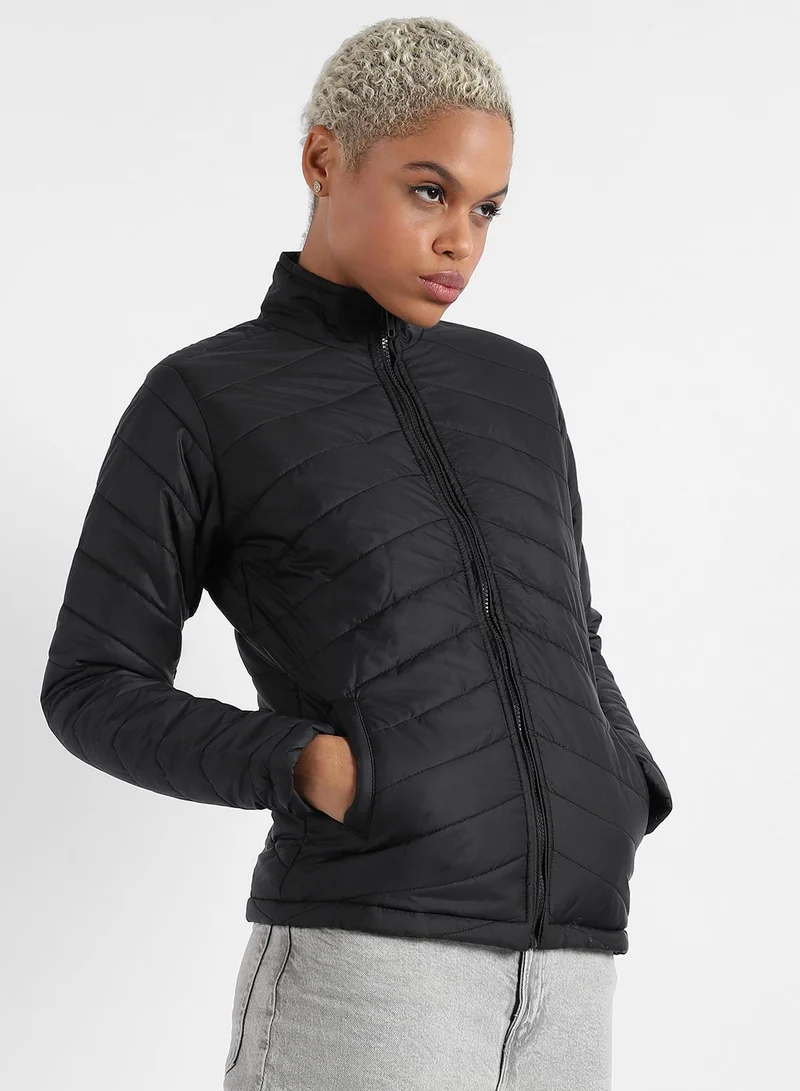 Campus Sutra Campus Sutra Women's Quilted Puffer Jacket With Zip Closure