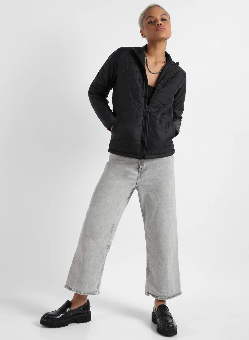Campus Sutra Campus Sutra Women's Quilted Puffer Jacket With Zip Closure