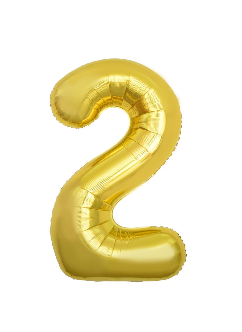 Party Zone Gold Foil Balloon Number 2 52" 