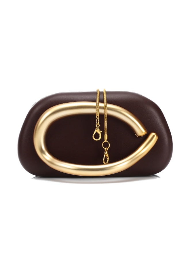 Mr.joe Statement Handle Clutch Brown - Image 1