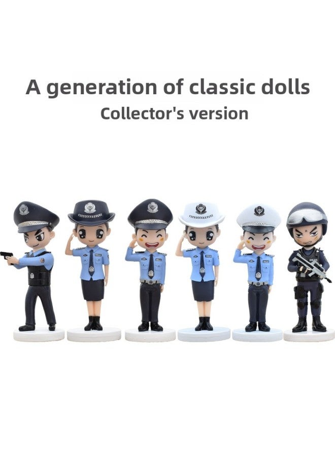 Police Doll Doll Special Police Police Car Ornaments Cartoon Police Handmade Doll Keychain Cake Decoration-Color:ZK1d-police Set Of 5 (no Female Traffic Police) - Image 4