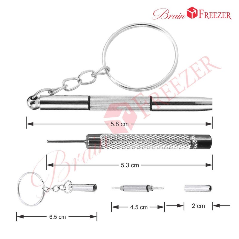 Brain Freezer 3-in-1 Eyeglass Pack Of 2 Screwdriver Hand Tools Sunglasses Watch Repair Kit with Keychain (Pack of 2) - Image 3