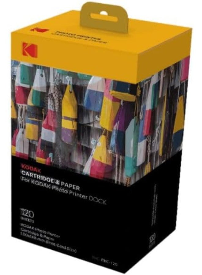 KODAK Dock Plus & Dock Photo Printer Cartridge PHC-120 – Cartridge Refill & Photo Paper- 120 Pack