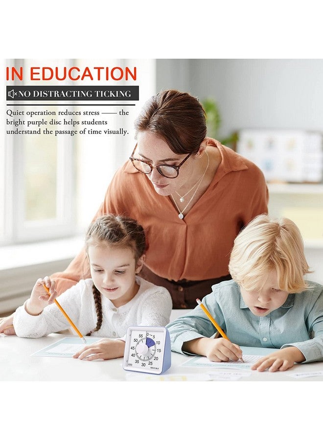 Secura ساكورا مؤقت بصري لمدة 60 دقيقة، مؤقت صف، مؤقت عد تنازلي للأطفال والبالغين، أداة إدارة الوقت للتعليم (بنفسجي وبنفسجي) - Image 4
