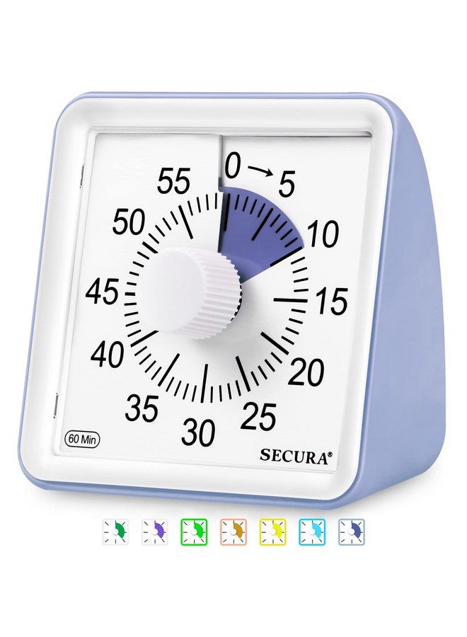 Secura ساكورا مؤقت بصري لمدة 60 دقيقة، مؤقت صف، مؤقت عد تنازلي للأطفال والبالغين، أداة إدارة الوقت للتعليم (بنفسجي وبنفسجي) - Image 1