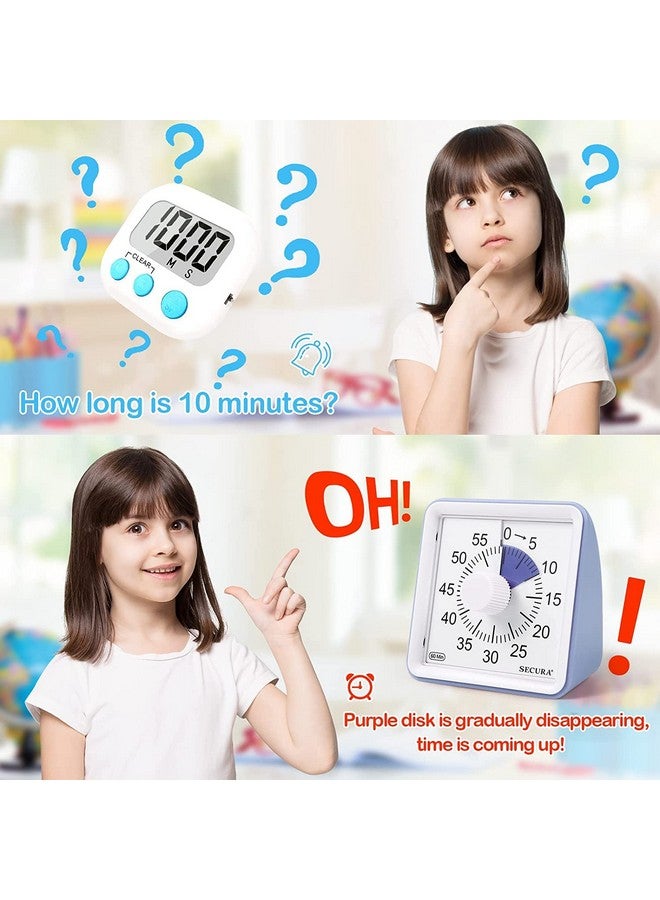 Secura ساكورا مؤقت بصري لمدة 60 دقيقة، مؤقت صف، مؤقت عد تنازلي للأطفال والبالغين، أداة إدارة الوقت للتعليم (بنفسجي وبنفسجي) - Image 3