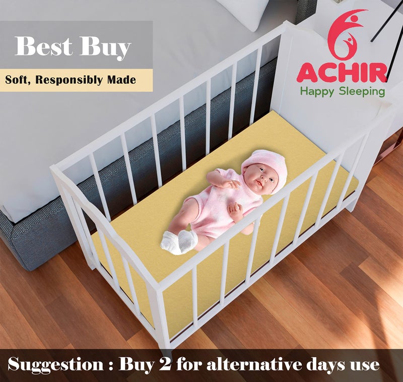 ACHIR Waterproof Cotton Dry Sheet/Bed Protector/Absorbent Mat Large, 100 cm x 140 cm, Yellow - Image 3