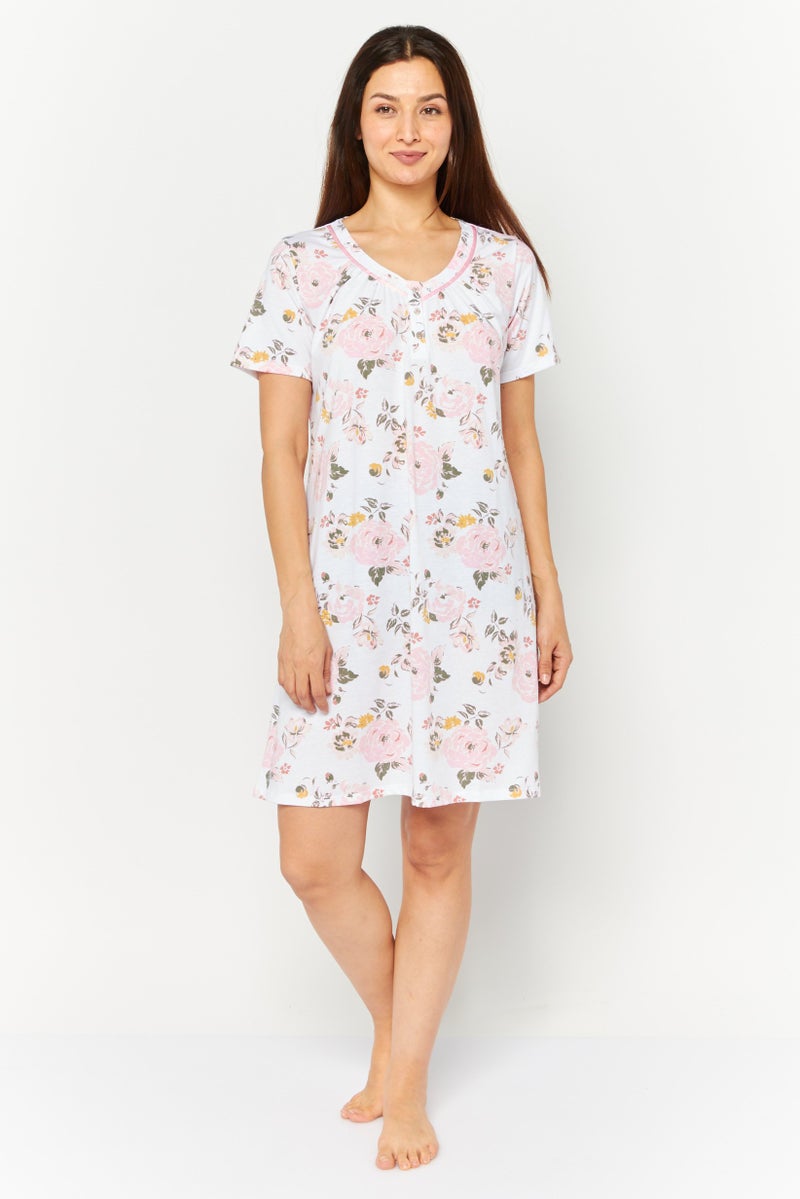 Celestial Dreams Women Floral Print Sleeping Dress, Multicolor - Image 2