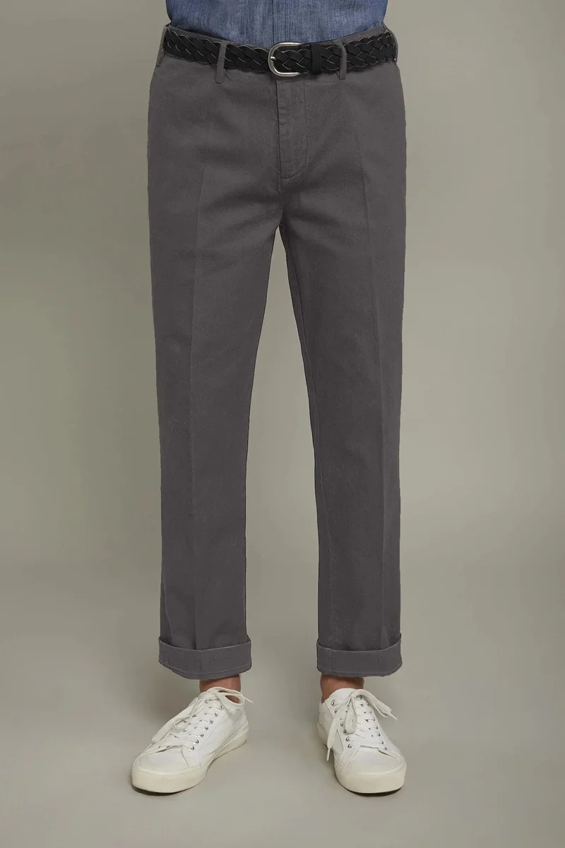 Doppelganger Men's classic chambray regular fit trousers - Grey