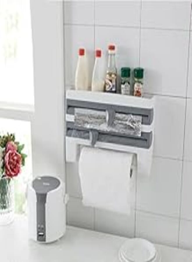 Highest Quality Premium Quad Multi-Purpose Foil Roll Holder on the Market - Foil Roll Holder + Expansion Roll Holder + Kitchen Roll Holder + Spice Rack House Center (Assorted Colors)