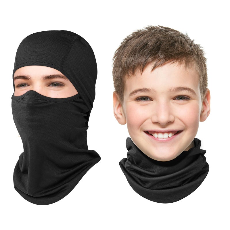 Ameceres Kids Balaclava Face Mask Summer Cooling Lightweight Windproof Breathable UV Protector Bicycle for Boy Girl Black - Image 3
