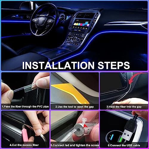 TEKSHINNY Car LED Interior Strip Lights, TEKSHINNY RGB Car Interior LED Light Wireless APP and Remote Control, 5 in 1 Ambient Lighting Kit with 236 Inches Fiber Optic, EL Wire Lights for Car Inside - Image 5