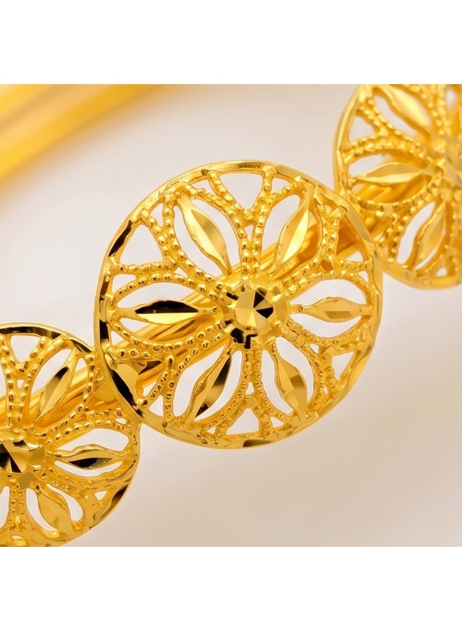 Bafleh Jewellery 21K Gold Adjustable Baby Bangle with Filigree Flower Motifs - Image 4