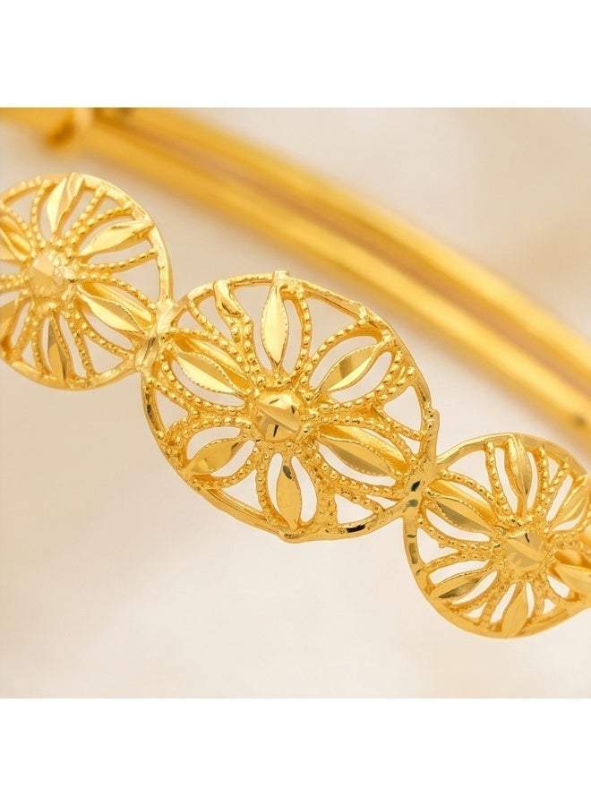 Bafleh Jewellery 21K Gold Adjustable Baby Bangle with Filigree Flower Motifs - Image 1