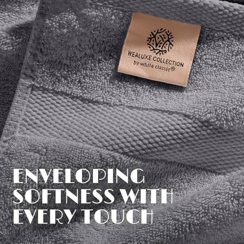 White Classic Wealuxe Grey Towels for Bathroom 6 Pack, Cotton Bath Towel Set for Hotel, Gym, Spa, Soft Extra Absorbent Quick Dry 24x50 Inch - Image 3