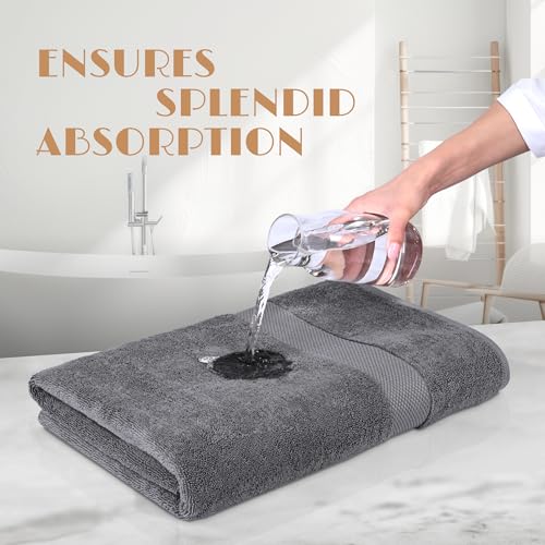 White Classic Wealuxe Grey Towels for Bathroom 6 Pack, Cotton Bath Towel Set for Hotel, Gym, Spa, Soft Extra Absorbent Quick Dry 24x50 Inch - Image 5