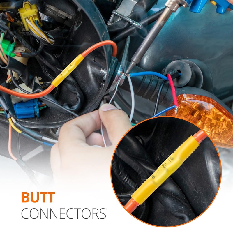 Wirefy 50 PCS Heat Shrink Butt Connectors Yellow 12-10 AWG - Marine Grade Butt Connectors - Wire Butt Splice Connectors - Electrical Waterproof Heat Shrink Butts - Image 4