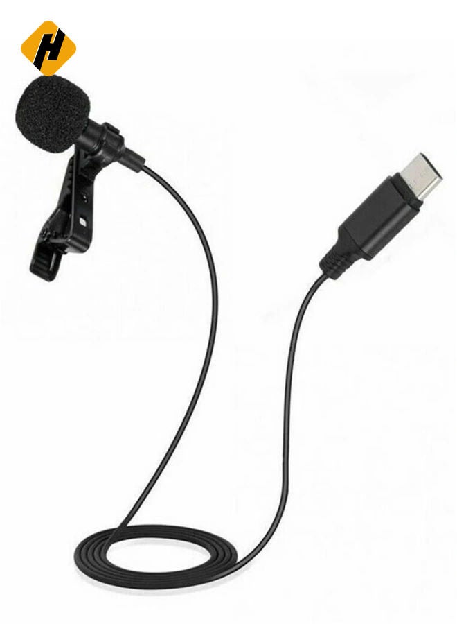HuHa USB C Lavalier Lapel Microphone for Video Recording Mini Type C/3.5mm Clip-on Mic Plug Play Lav Mic for Android Phone PC Laptop - Image 1
