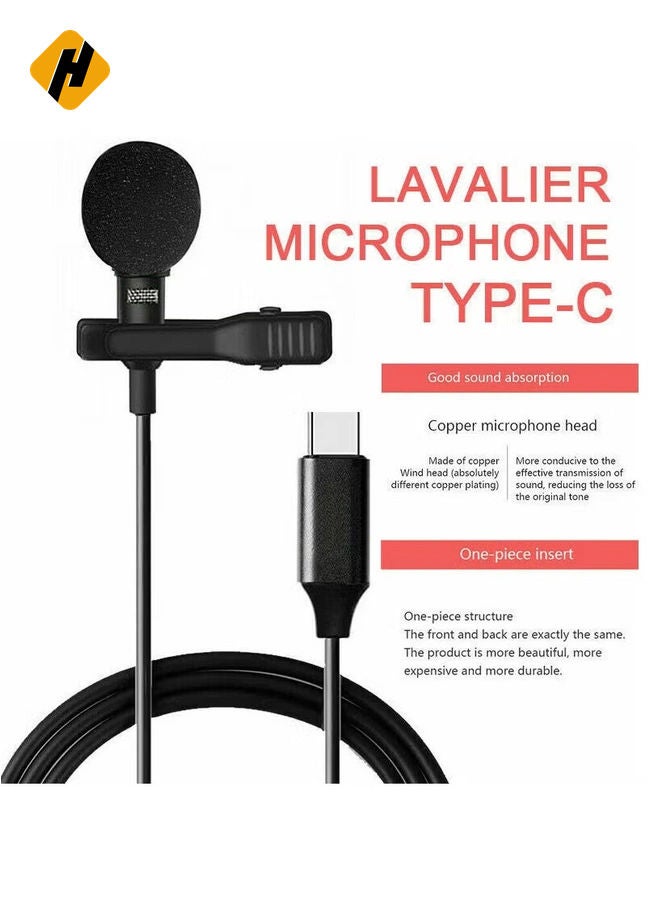HuHa USB C Lavalier Lapel Microphone for Video Recording Mini Type C/3.5mm Clip-on Mic Plug Play Lav Mic for Android Phone PC Laptop - Image 2