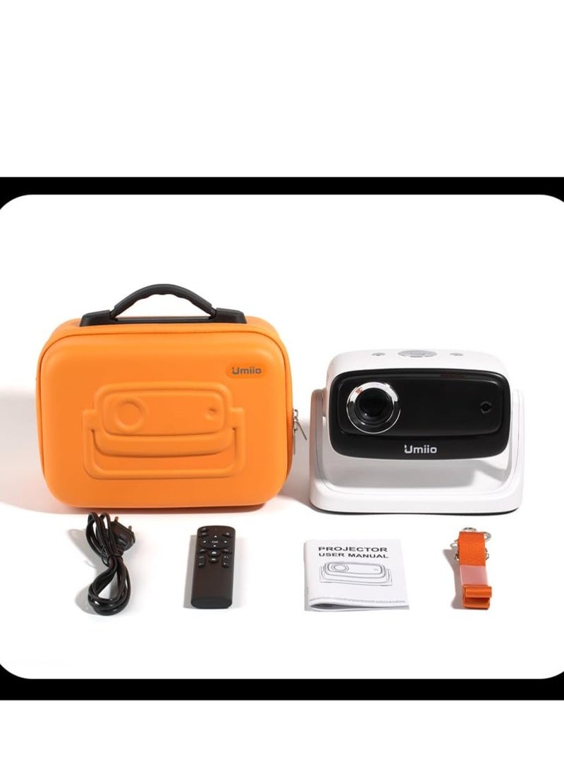 Umiio U10 135° Adjustable Portable Multimedia Projector Full HD 1080P, 4K Supported, WiFi & Bluetooth, LED Dustproof Design for Home Cinema & Outdoor Use, HDMI, Dual USB, AV with Carry Bag