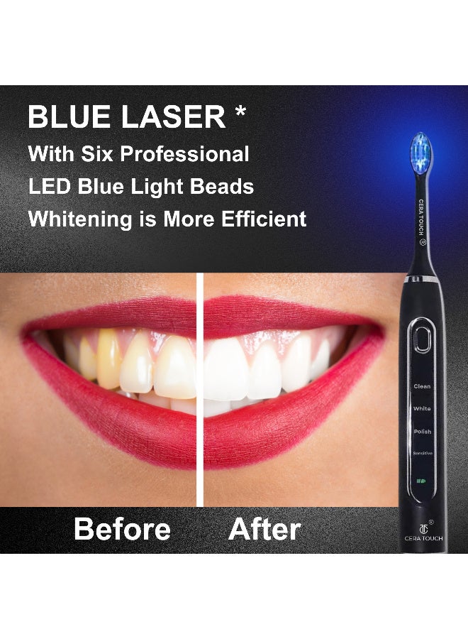 CERA TOUCH 6 Blue LED Whitening Electric Toothbrush | UAE MoIAT-Compliant Quality | 4 Modes, Smart Timer & Memory Function | 2 Heads, Wireless Charging| IPX7 Waterproof | Travel Case | 1-Year Warranty - Image 4
