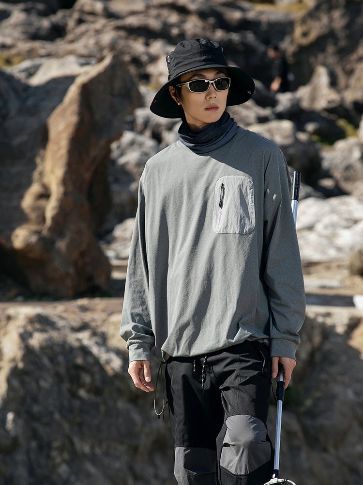 Trendy Brand Normcore Style Long-Sleeved T-Shirt For Men Running Fitness Antibacterial Moisture-Wicking Sun Protection Sports Quick-Drying Clothing For Men - Image 5