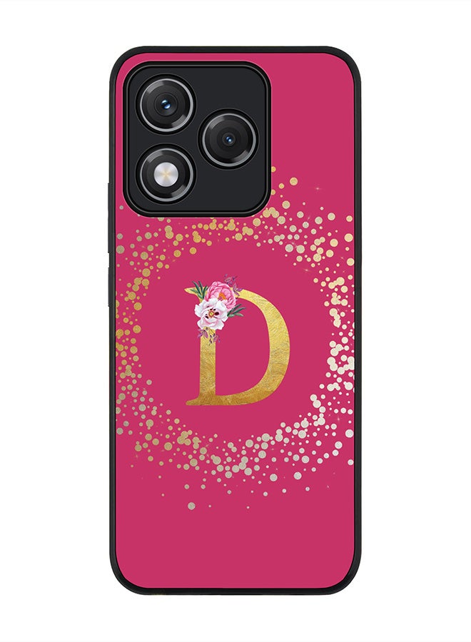 For Honor 400 Lite Case,Slim fit Camera Protection, Shockproof Thin Phone cover  - Custom Monogram Floral - D ( Deep Pink )