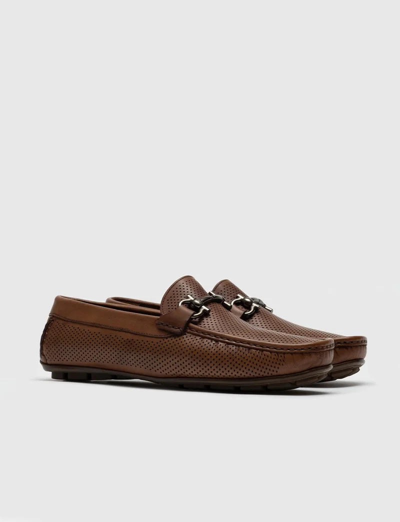 Cabani Men's Buckle Loafer Casual Shoes 010M823B Brown