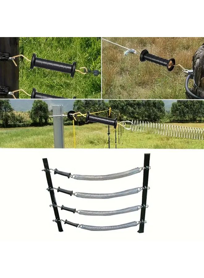 Black 5M Extendable Electric Fence Gate Kit with Tension Spring and Insulated Handle - Image 5