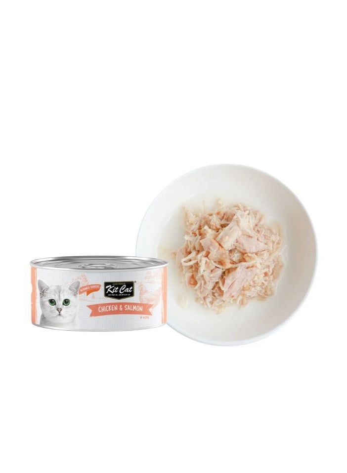 Kit Cat 5PC's Kit Cat Chicken & Salmon Wet Cat Food 80g Cans - Image 2