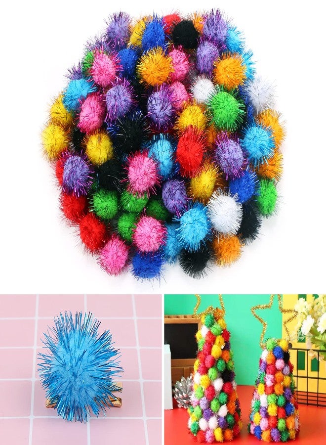 Teqooza 1.8'' Assorted Colors Sparkle Balls, 4.5cm Diameter Tinsel Pom Poms Puff Balls Glitter Colorful Pompoms for Cat Kittens Toys DIY Christmas, 20 Pcs - Image 3