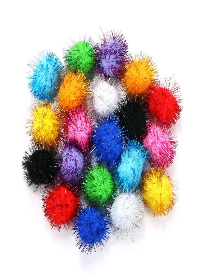 Teqooza 1.8'' Assorted Colors Sparkle Balls, 4.5cm Diameter Tinsel Pom Poms Puff Balls Glitter Colorful Pompoms for Cat Kittens Toys DIY Christmas, 20 Pcs - Image 1
