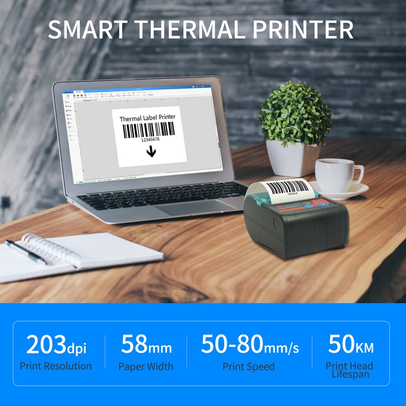 GOOJPRT 58mm Thermal Receipt Printer Portable Wireless Printer BT Connection Use with APP 1 Roll Paper Inside Compatible with Windows Android iOS for Supermarket Retail Restaurant - Image 3