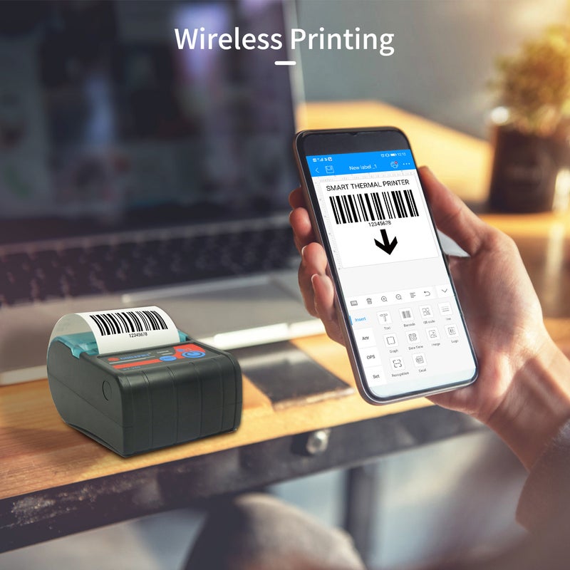 GOOJPRT 58mm Thermal Receipt Printer Portable Wireless Printer BT Connection Use with APP 1 Roll Paper Inside Compatible with Windows Android iOS for Supermarket Retail Restaurant - Image 4