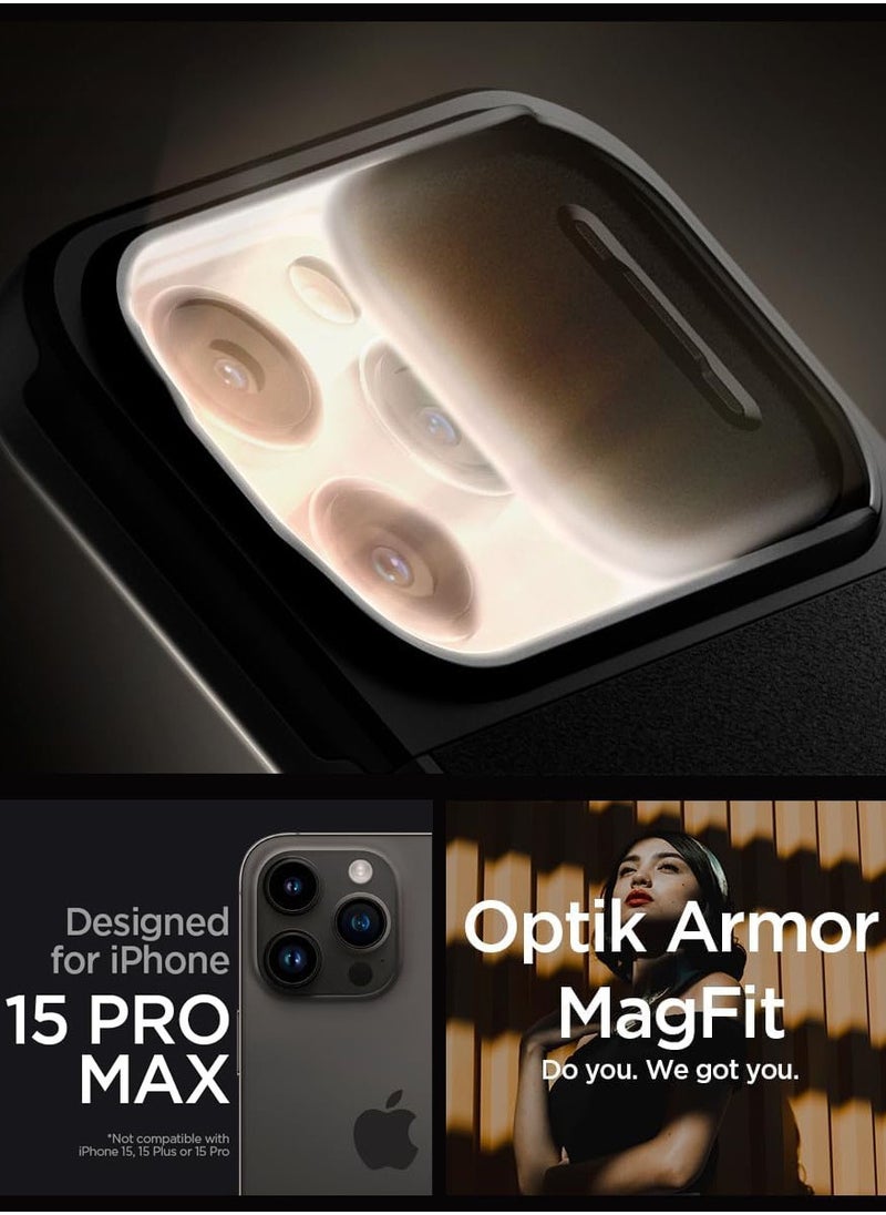 Spigen - Optik Armor MagFit for iPhone 15 Pro Max Case Cover with MagSafe - Black - Image 1