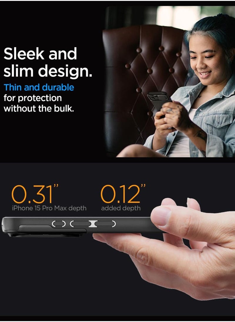Spigen - Optik Armor MagFit for iPhone 15 Pro Max Case Cover with MagSafe - Black - Image 1
