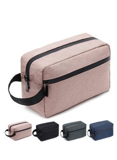 Travel Toiletry Bag, Water-resistant Shaving Bag for Toiletries Accessories, Foldable Storage Bags with Divider and Handle for Cosmetics Toiletries Brushes Tools for Women and Men(Pink)