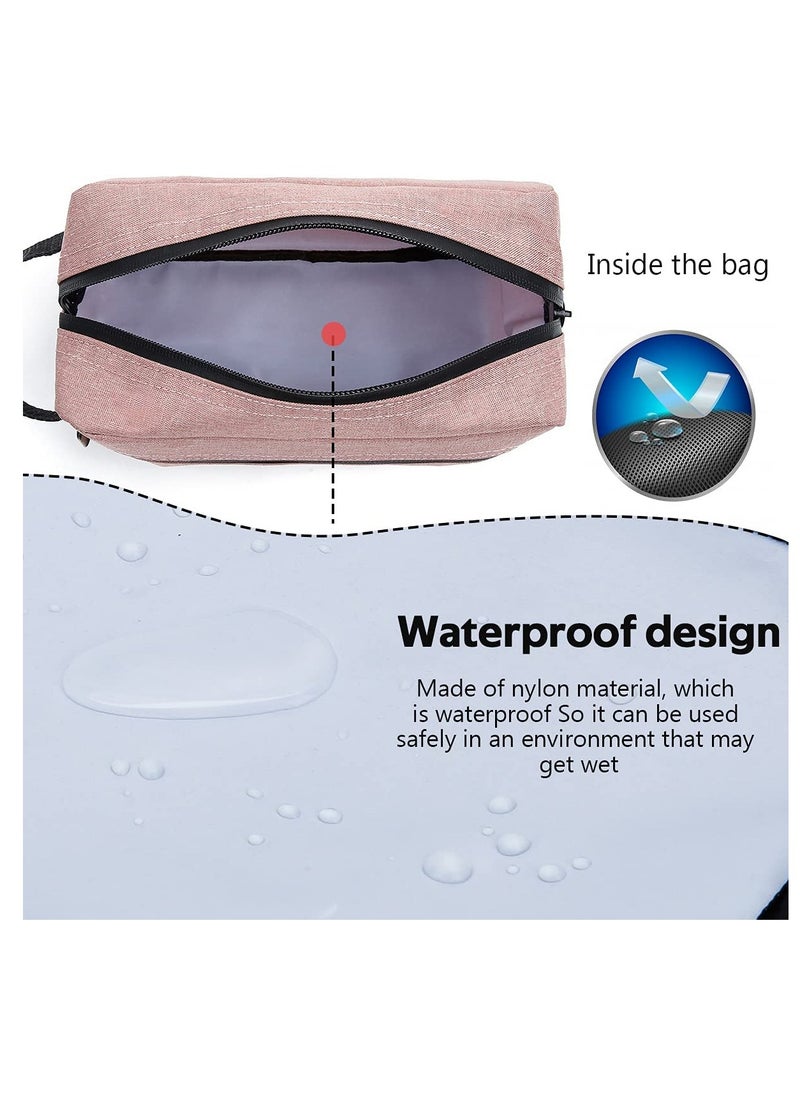 KASTWAVE - Travel Toiletry Bag, Water-resistant Shaving Bag for Toiletries Accessories, Foldable Storage Bags with Divider and Handle for Cosmetics Toiletries Brushes Tools for Women and Men(Pink) - Image 1