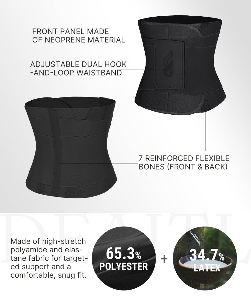 FeelinGirl Waist Trimmer Belt Body Shaper Adjustable Corset for Tummy Slim Waist Cincher Hook Loop Closure Black 3XL - Image 5