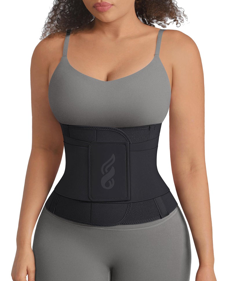 FeelinGirl Waist Trimmer Belt Body Shaper Adjustable Corset for Tummy Slim Waist Cincher Hook Loop Closure Black 3XL - Image 1