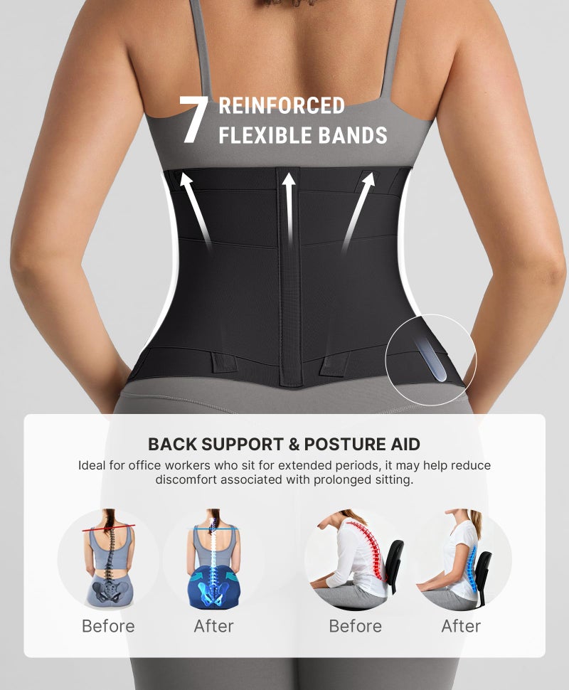 FeelinGirl Waist Trimmer Belt Body Shaper Adjustable Corset for Tummy Slim Waist Cincher Hook Loop Closure Black 3XL - Image 3