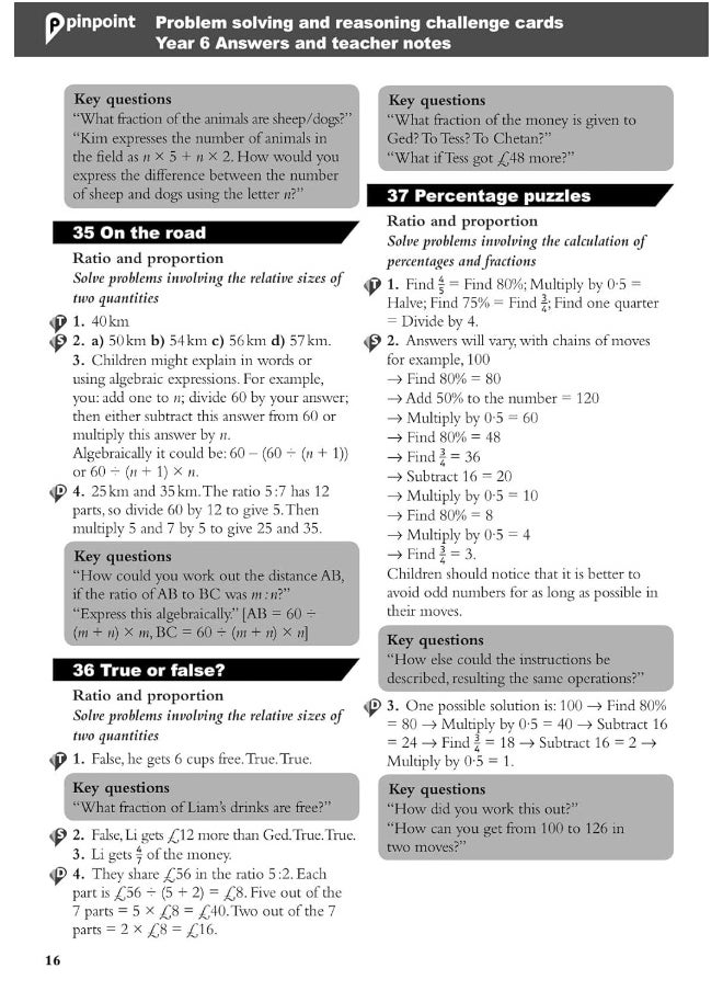 null - Pinpoint Maths Year 6 Problem Solving and Reasoning Challenge Cards: Y6 Problem Solving and Reasoning Pk - Image 1