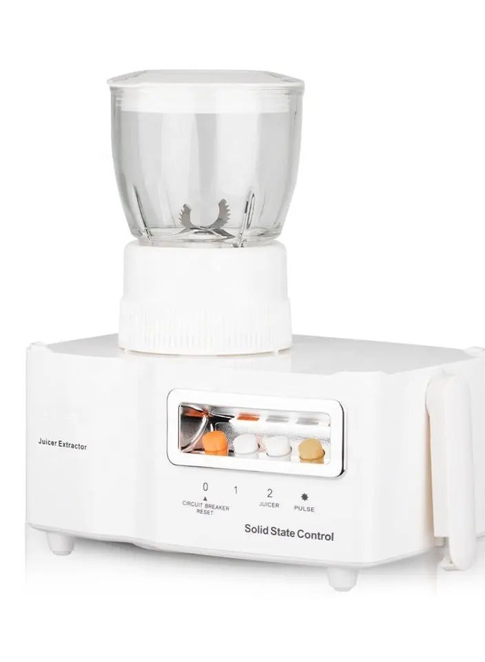 راكسوم محضر طعام 4 في 1، عصارة، خلاط، مفرمة، مفرمة لحم، مطحنة، سرعتان + نبض، محرك قوي، شفرة من الفولاذ المقاوم للصدأ، مثالية للطحن الدقيق الجاف والرطب والخلط والعصير 1 لتر 800 وات أبيض - Image 5