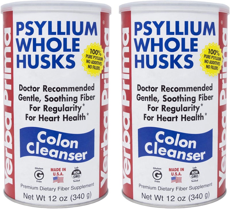 Yerba Prima Psyllium Husk 12 Ounce Pack of 2 Colon Cleanser Fiber Supplement Natural Support for Gut Health Non GMO Gluten Free Vegan
