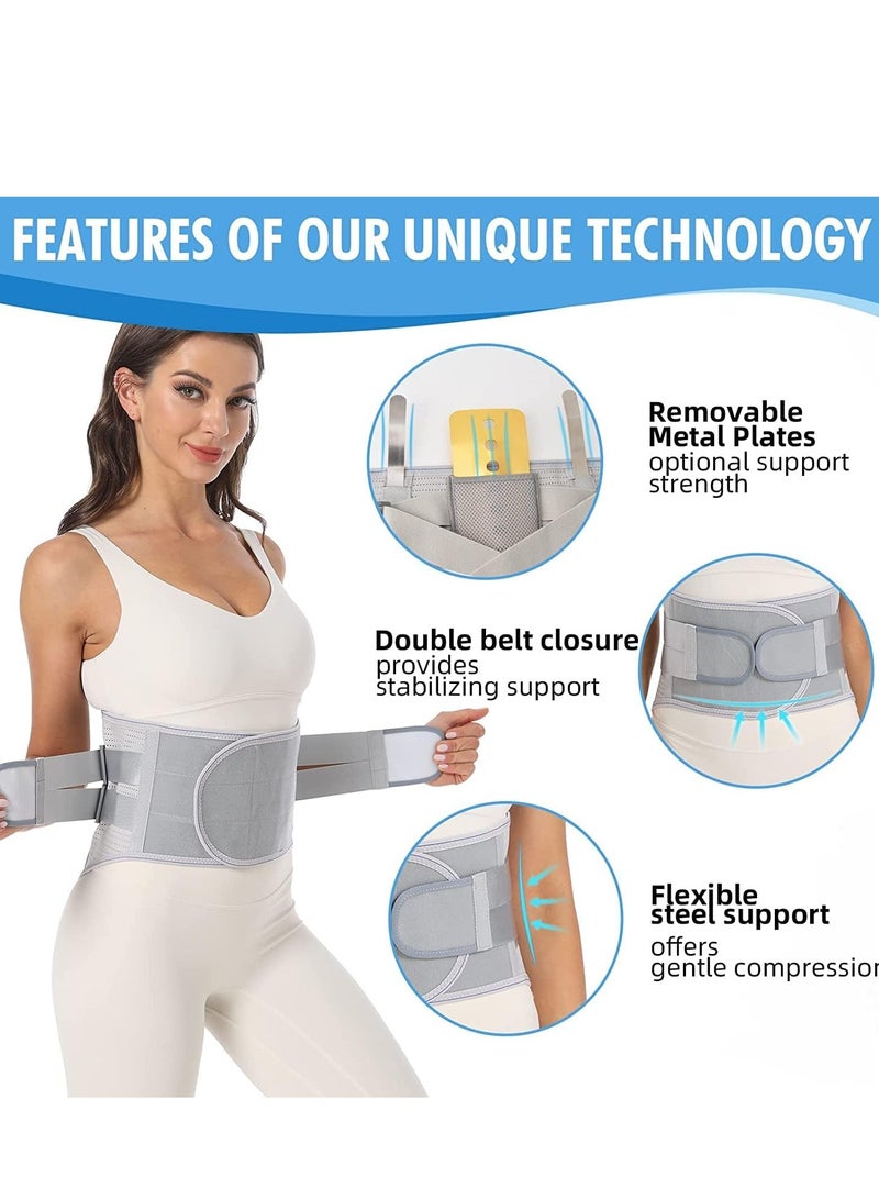 GUDOO دعامة الظهر لتخفيف آلام أسفل الظهر، حزام دعم الظهر للنساء والرجال، دعامة أسفل الظهر قابلة للإزالة لدعم أسفل الظهر مع ثلاث وسادات لحماية الخصر - Image 3