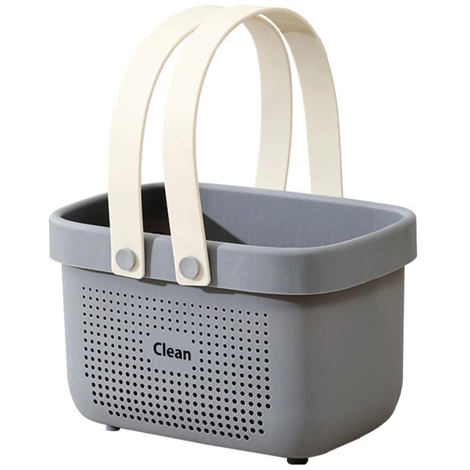 PLASTIC STORAGE BASKET WITH HANDLE PORTABLE SHOWER CADDY TOTE ORGANIZER BASKET BIN FOR BATHROOM KITCHEN DORM ROOM BEDROOM SMALL GREY