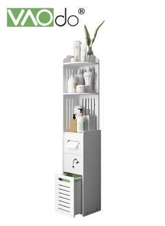 VAOdo Toilet Paper Holder Stand with Doors and Shelves Bathroom Storage Cabinet Beside Toilet for Small Space Bathroom with Toilet Roll Holder Towels Small Plants Toiletries Storage Rack  - Image 1