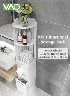 VAOdo Toilet Paper Holder Stand with Doors and Shelves Bathroom Storage Cabinet Beside Toilet for Small Space Bathroom with Toilet Roll Holder Towels Small Plants Toiletries Storage Rack  - Image 2